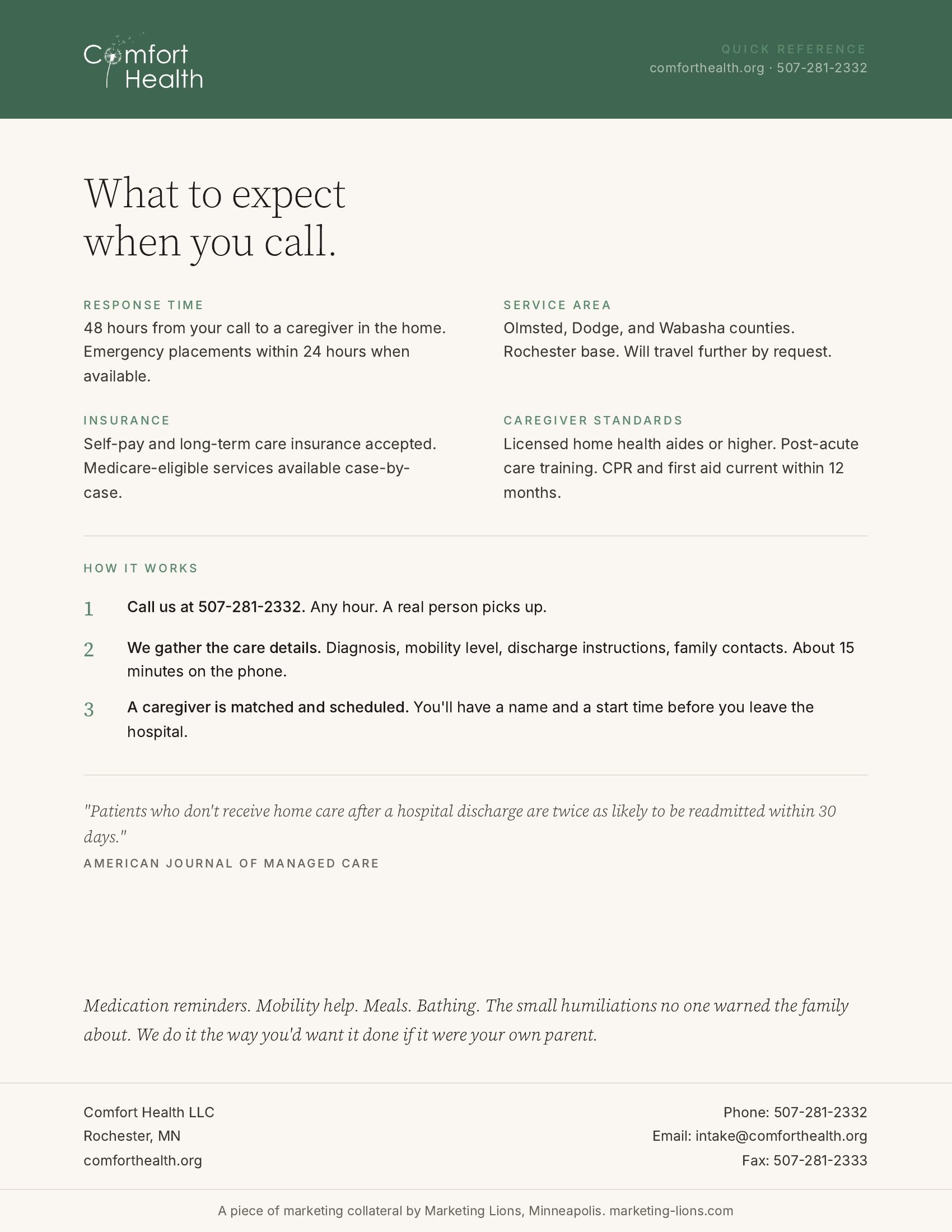 Discharge one-pager — back side