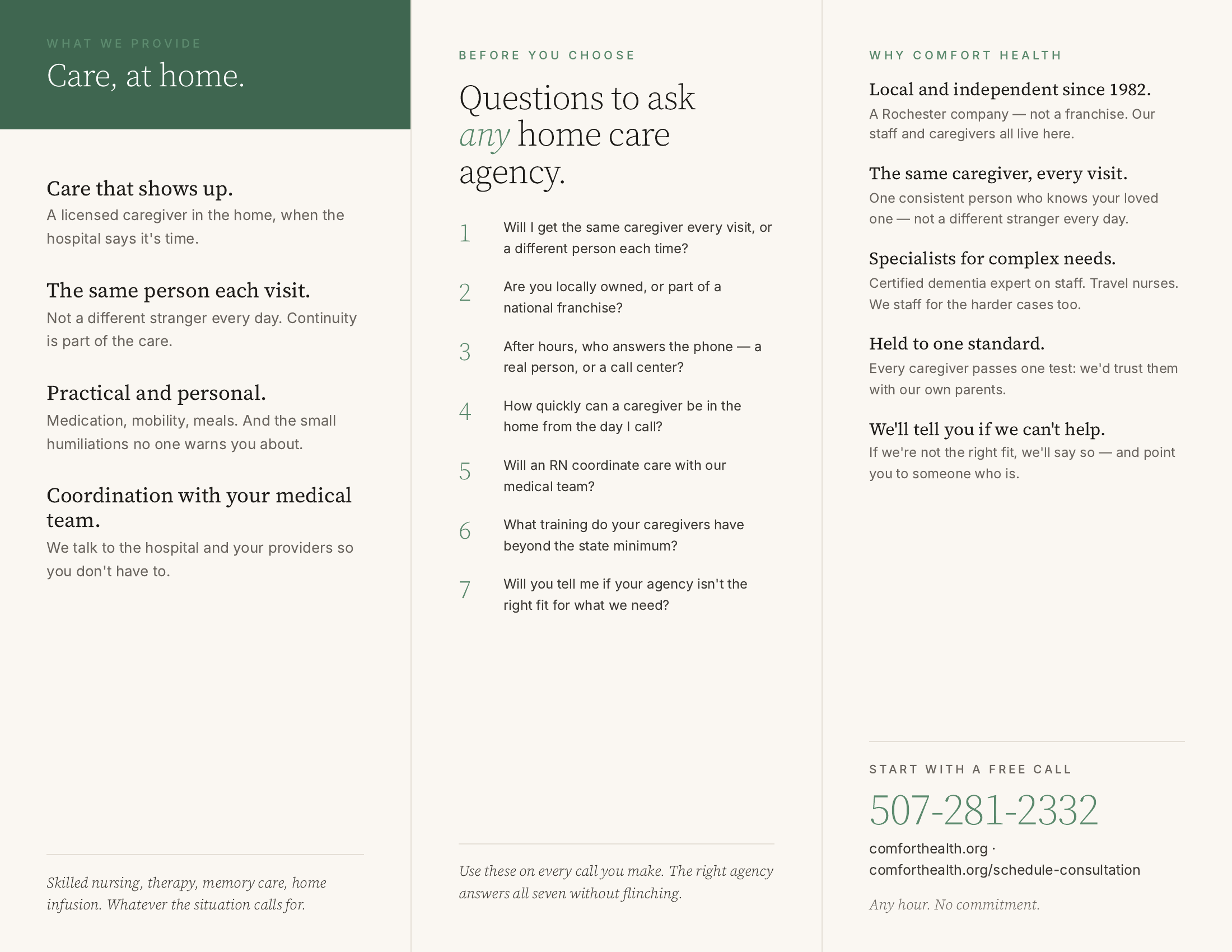 Family brochure — inside spread