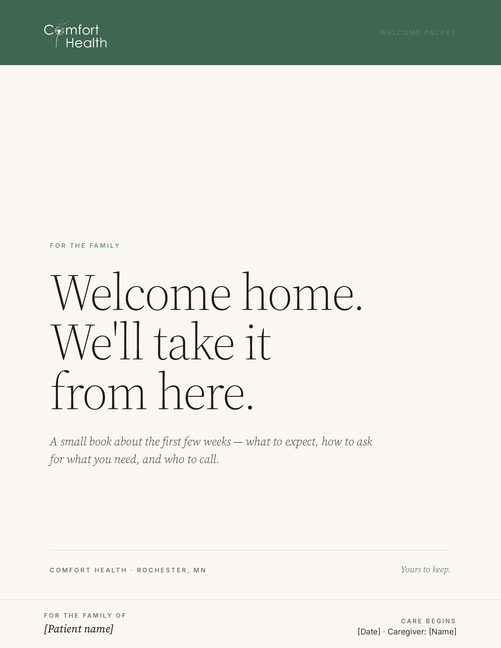 Welcome packet cover