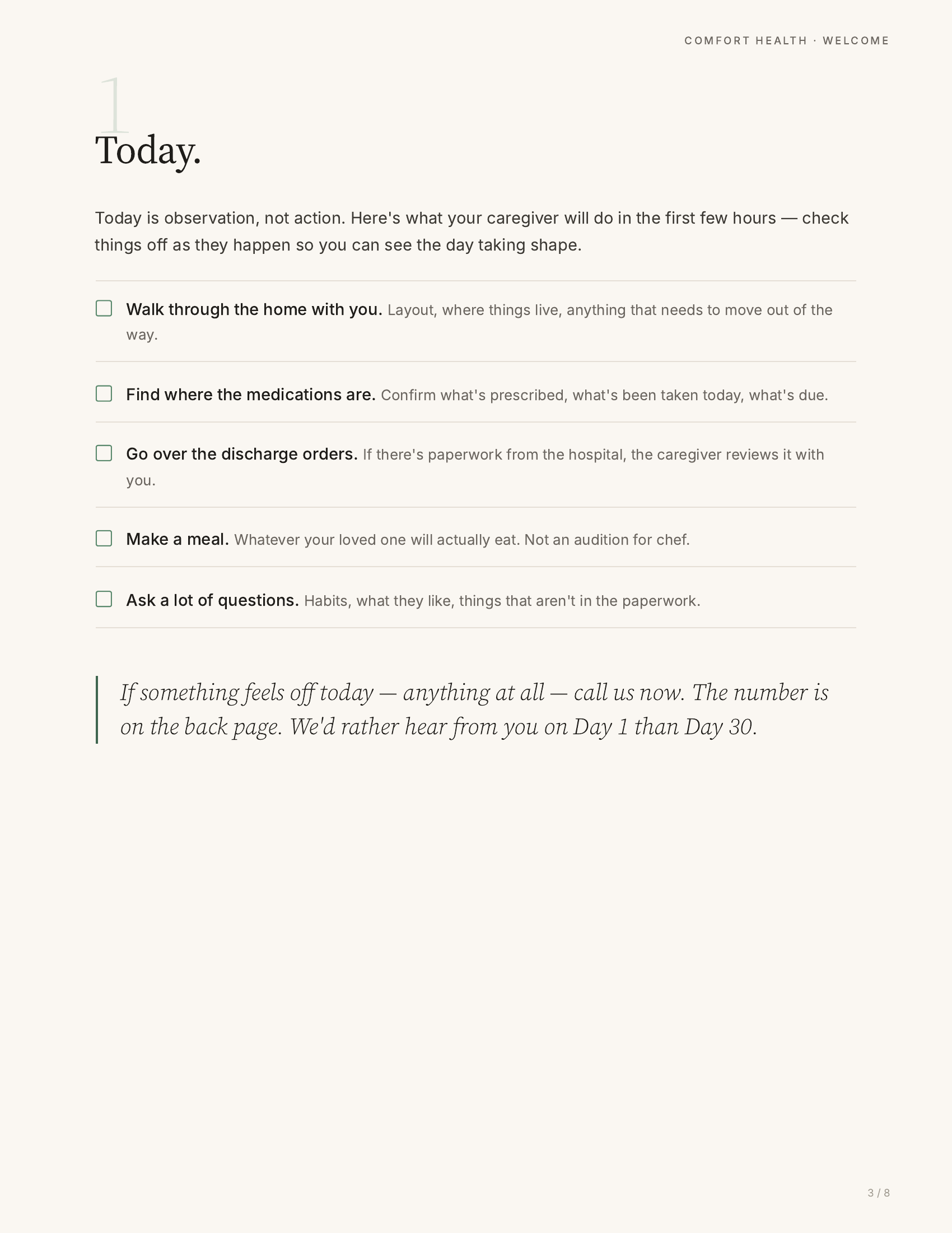 Page 3 — Today (Day-1 checklist)