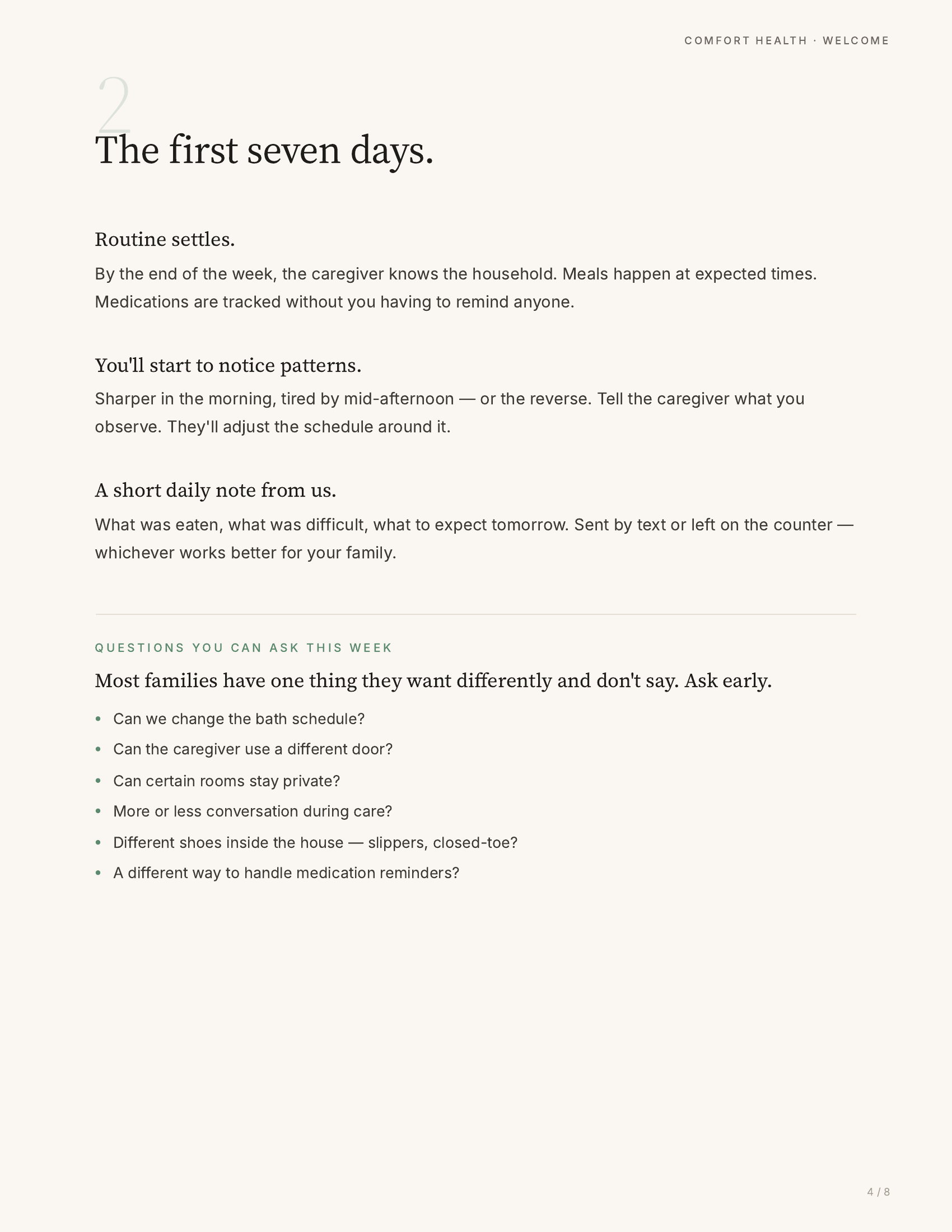 Page 4 — The first seven days
