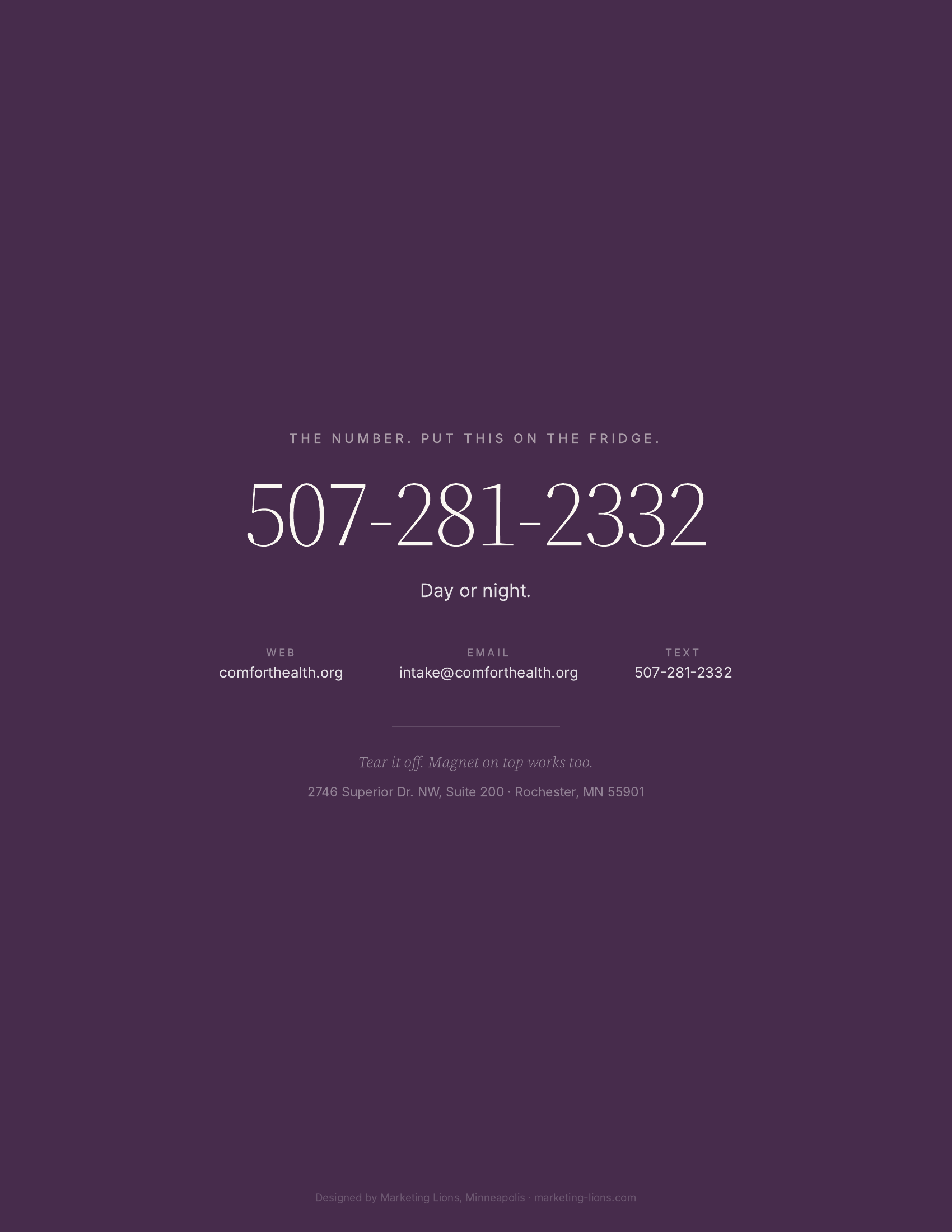 Welcome packet back cover — the kitchen-fridge phone number