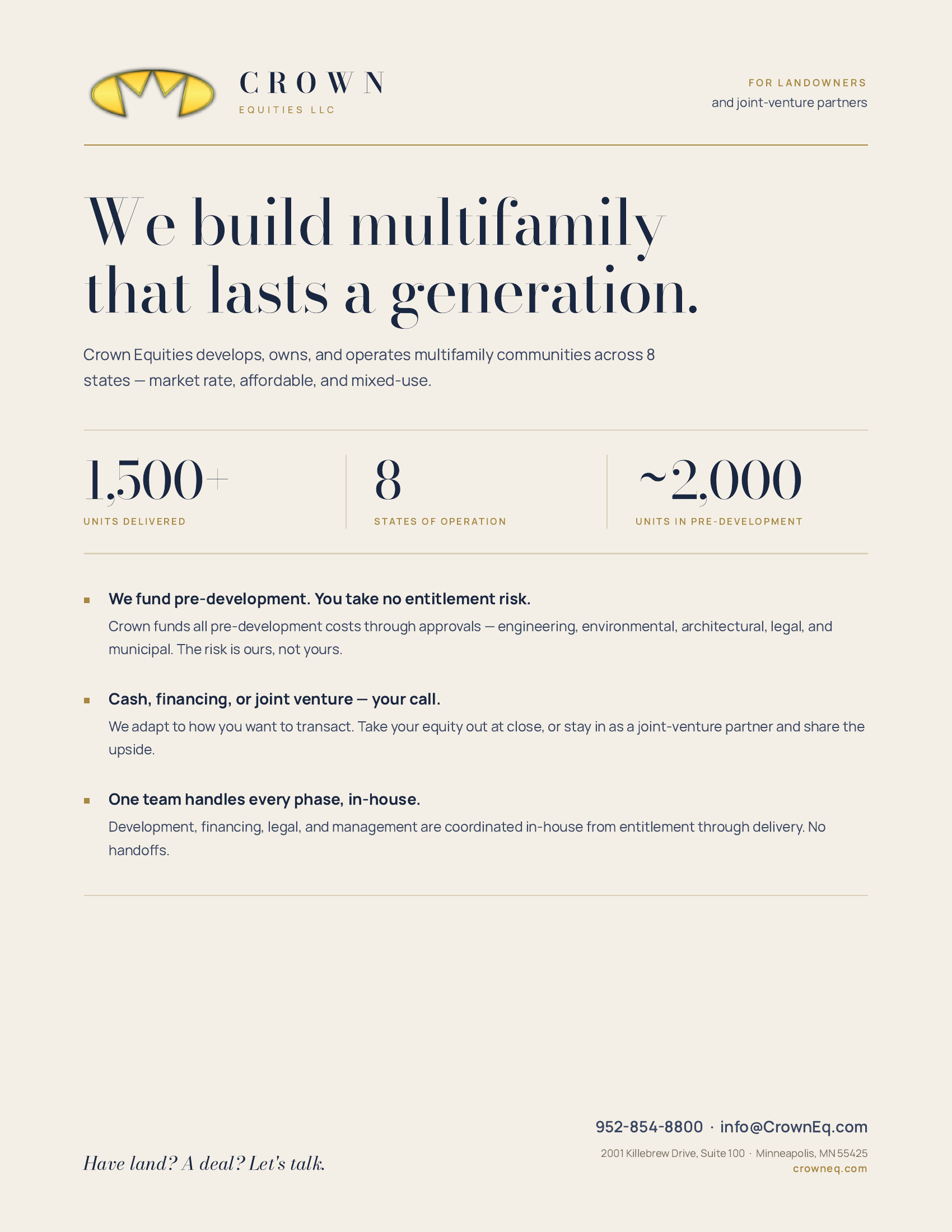 Crown Equities developer one-pager