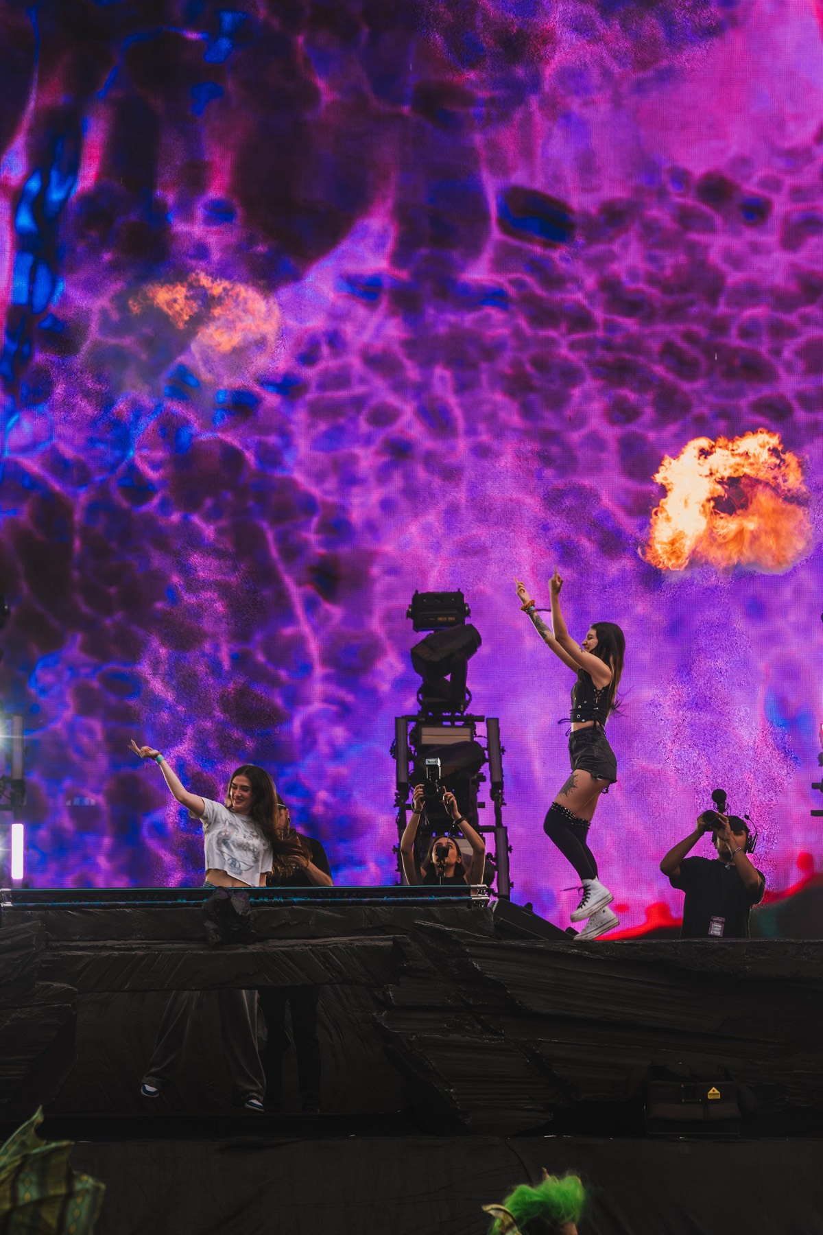 Purple-lit cavern stage in the forest